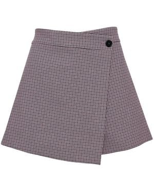 MSGM Fold-Detail Check Shorts - Purple
