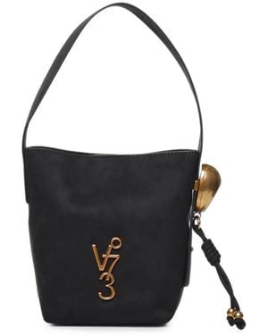 V73 Azzurrite Logo-Plaque Charm-Detail Shoulder Bag - Black