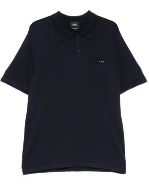 A.P.C. Polo Gide Con Logo Bordado - Azul