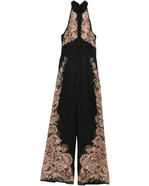Twinset Jacquard-Print Long Jumpsuit - Black