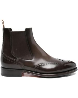 Santoni Leather Chelsea Boots - Brown