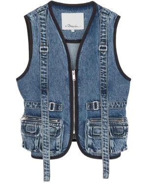 3.1 Phillip Lim Front-Pocket Denim Vest - Blue