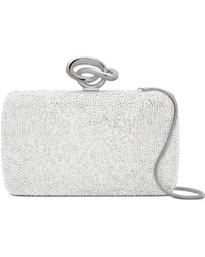 Oscar de la Renta Crystal-Embellishment Clutch Bag - White