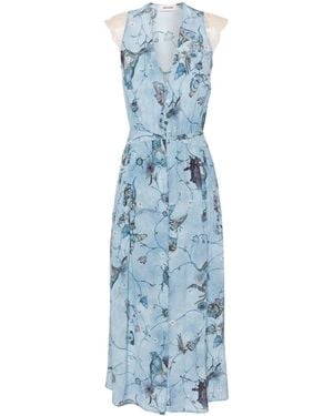 Zadig & Voltaire Rolanys Silk Midi Dress - Blue