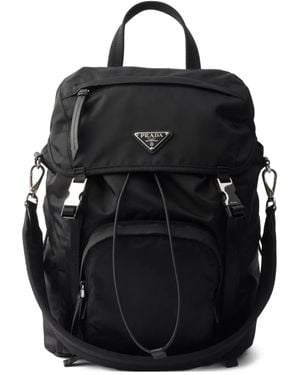Prada Zipper Logo-detail Backpack - Black