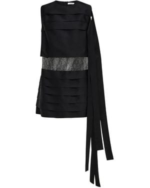 Ferragamo Mini Dress With Lace Detail - Black