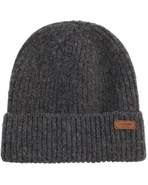 Barbour Ribbed-Knit Beanie Hat - Grey