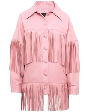 Dan Cassab Chaqueta Loretta Con Flecos - Rosa