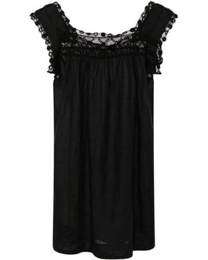 Doen Almadia Lace-Trim Dress - Black