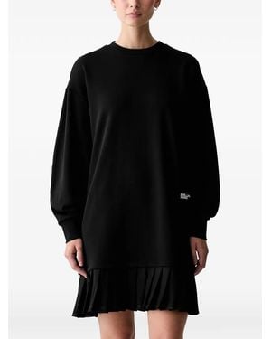 KARL LAGERFELD Pleated Logo-Print Mini Dress - Black
