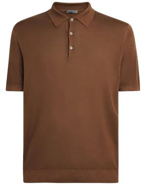Corneliani Fine-Knit Short-Sleeve Polo Shirt - Brown