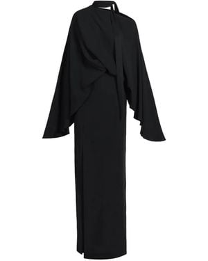 Taller Marmo Brooks Draped Asymmetric-Neck Maxi Dress - Black