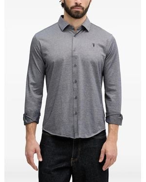 Trussardi Logo-Embroidered Long-Sleeve Shirt - Grey