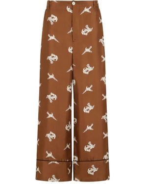 Marni Raven Print Elastic Waistband Trousers - Brown