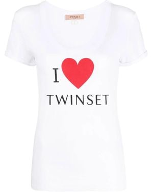 Twinset Logo-Detail Cotton T-Shirt - White