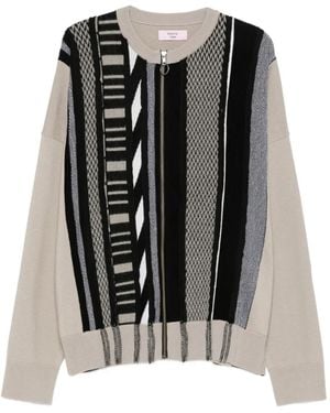 Martine Rose Striped Zip-Up Cardigan - Black