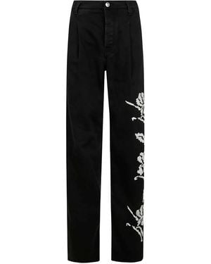 Ermanno Scervino Floral-embroidered Jeans - Black