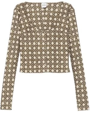 Nanushka Cropped-Cardigan Mit Geometrischem Print - Weiß