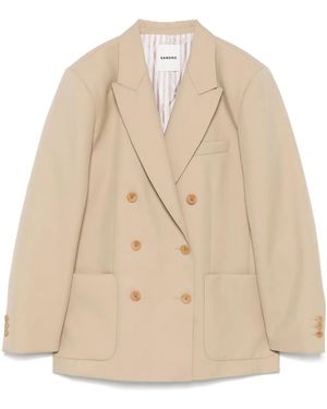 Sandro Blazer Met Dubbele Rij Knopen - Naturel