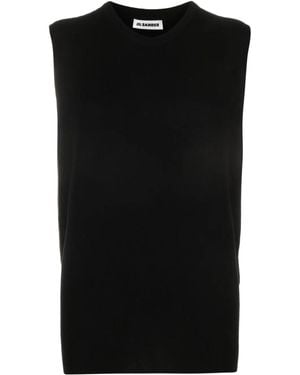 Jil Sander ノースリーブ カシミアトップ - ブラック