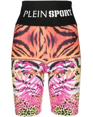 Philipp Plein Logo-Waistband Cyclist Shorts - Red