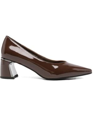 SERGIO MORETTI FIRENZE Patent-Finish Pointed-Toe Court Shoes - Brown