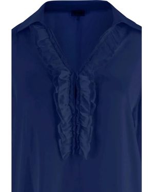 HER SHIRT HER DRESS Ruffle-Detail Blouse - Blue