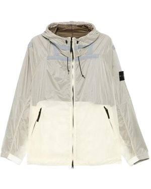 Stone Island Hooded Panelled Jacket - Natural