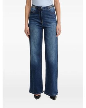 Morgan Chain-Link-Detail Wide-Leg Jeans - Blue