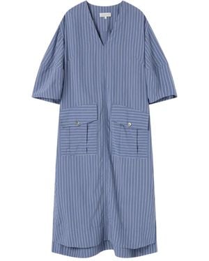 Lee Mathews Striped Midi Dress - Blue