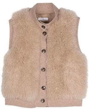 Liska Fur-Design Ribbed-Trim Gilet - Natural