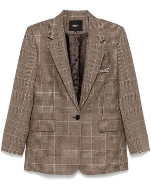 Maje Tailored Prince Of Wales Wool-Blend Blazer - Brown