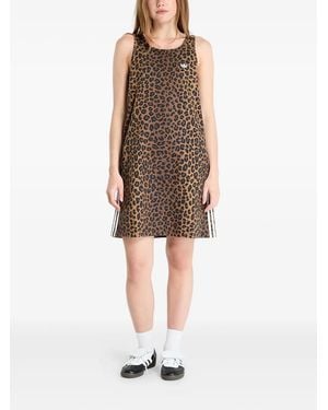 adidas Leopard-print Mini Dress - Natural