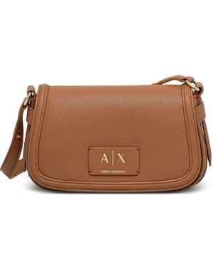 ARMANI EXCHANGE Logo Plaque Satchel - Brown