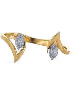 YEPREM 18Kt Geel- En Witgouden Double Finger Ring Met Diamant - Metallic