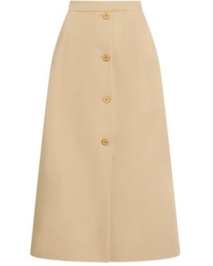 Patou Button-Fastening Midi Skirt - Natural