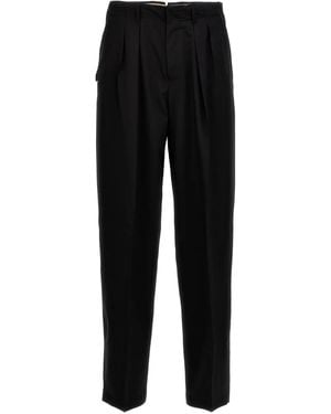 PT Torino Pleated Charm-Detail Trousers - Black