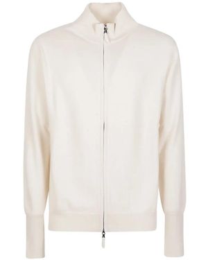Ballantyne Zip-Up Cashmere Cardigan - White