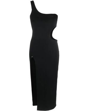 Nissa One-Shoulder Cut-Out Midi Dress - Black