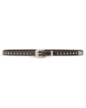 RRL Studded Leather Belt - White