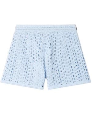 Sandro High-Waisted Beaded Crochet Shorts - Blue