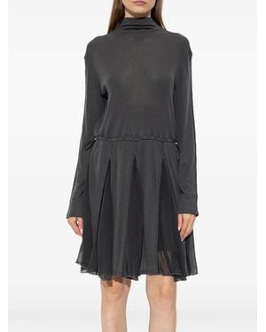 DIESEL Minikleid Mit Rollkragen Aus Jersey Und Chiffon - Schwarz