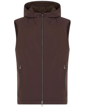 Fedeli Gilet Con Cappuccio E Zip - Marrone