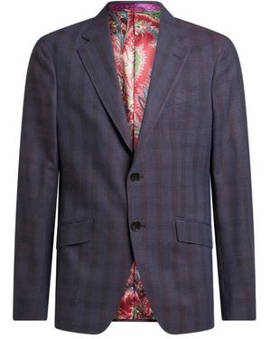 Etro Check-Pattern Wool Suit - Blue