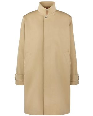 Tod's High-Neck Gabardine Trench Coat - Natural