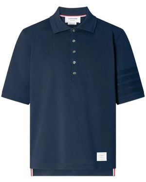 Thom Browne 4-Bar Ottoman Polo Shirt - Blue