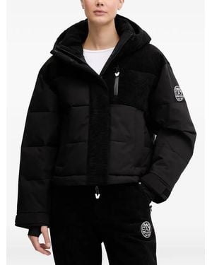 EA7 Corduroy-Detail Hooded Ski Jacket - Black