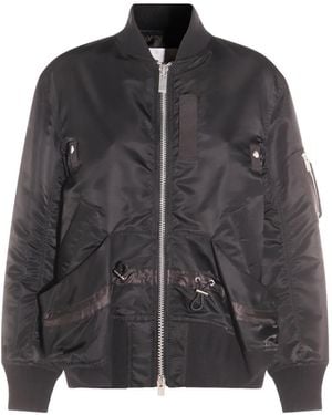 Sacai Jacket With Ruffled Hem And Adjustable Drawstring Waist - Black