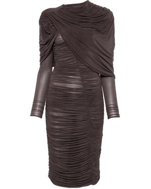 Magda Butrym Ruched Draped-Detail Midi Dress - Brown