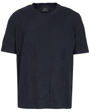 ARMANI EXCHANGE Logo-Jacquard Cotton T-Shirt - Blue